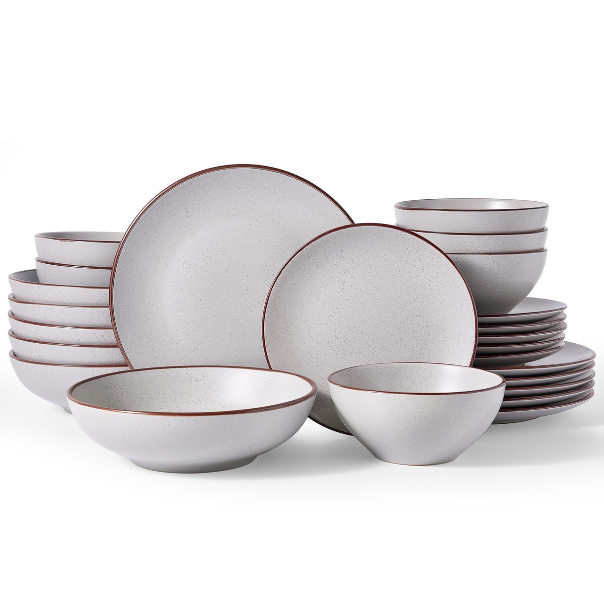 Famiware Venus Plates and Bowls Sets, 12pcs Stoneware Dinnerware Set for 4