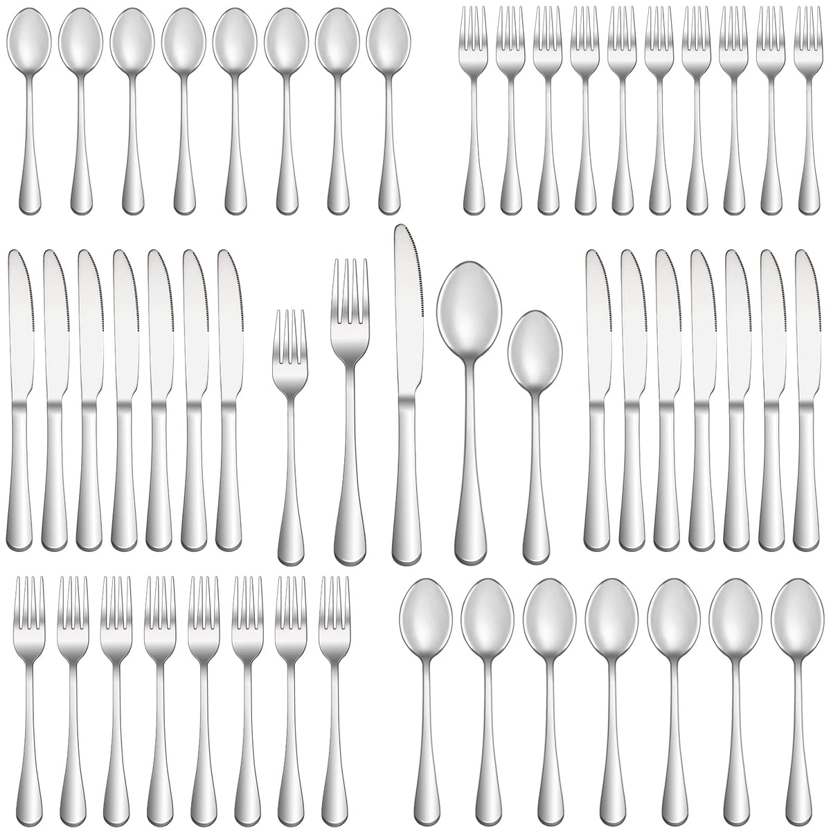40 Pcs Silverware Set Service for 8, Food Grade Stainless Steel Flatware Set, Mirror Polished Cutlery Utensil Sets, Kitchen Eating Tableware Sets, Include Dinner Knives Fork Spoon, Dishwasher Safe