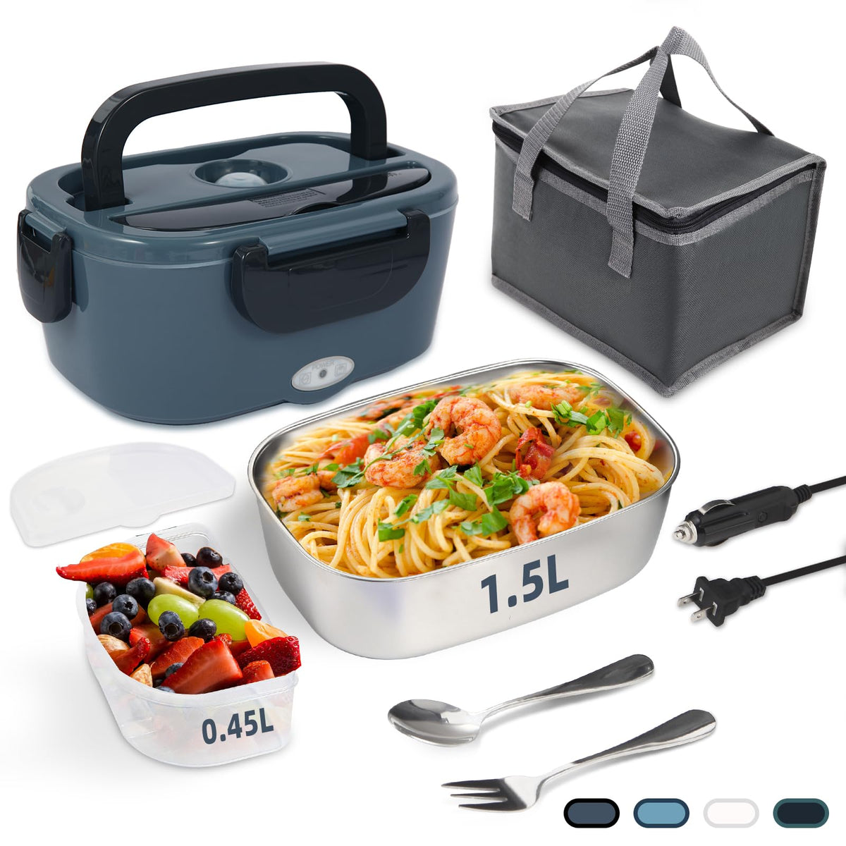 1.8L Heated Lunch Box for Men, Portable Food Warmer for Car/Truck/Office