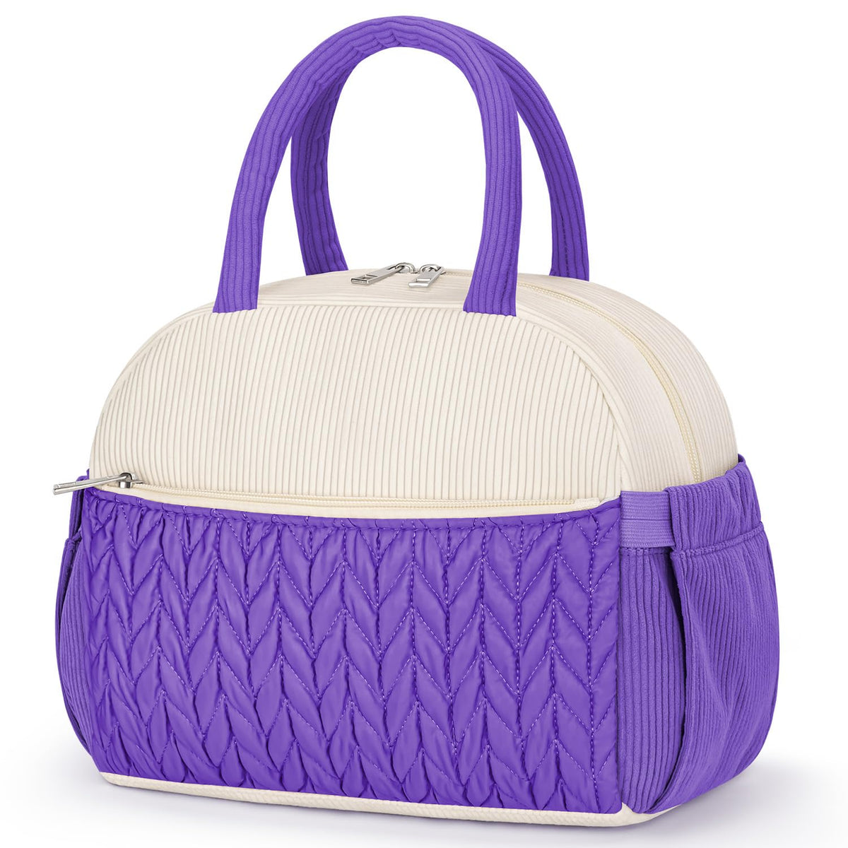 KUBYA Lunch Box for Women, Cute Strawberry Corduroy Insulated Lunch Bag Women Reusable Work Leakproof Simple Adults Large Lunch Boxes Tote Bag Men Cooler Bag