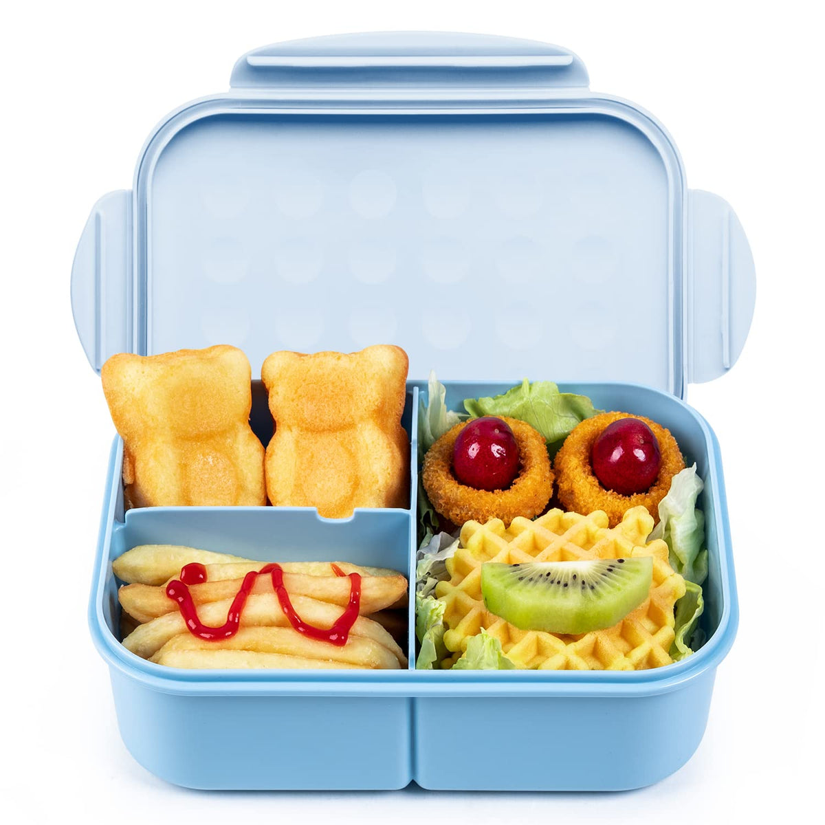 MISS BIG® Large Bento Lunch Box for Adults, 1900ml, 3 Compartments, Blue