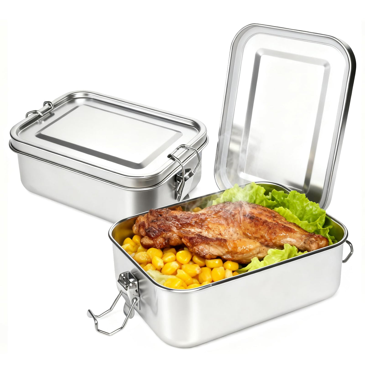 Adult Stainless Steel Lunch Box, 40oz/1200ml Metal Bento Box Removable Dividers, Reusable Food Storage Containers with Lids Leak Proof for Travel, Work, Picnic, Home