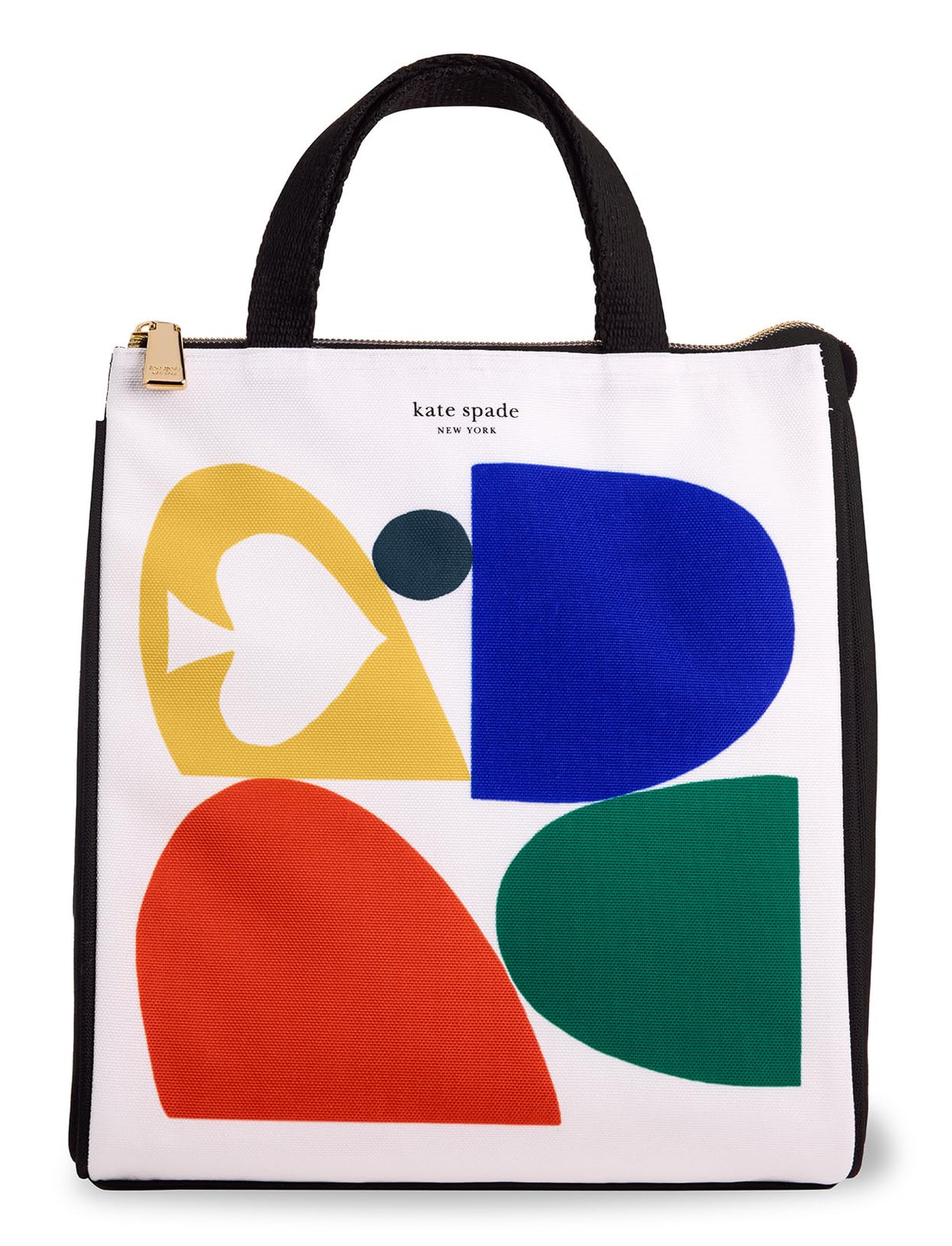 Kate Spade New York, Portable Soft Cooler Lunch Bag with Silver Insulated Interior Lining and Storage Pocket, Joy Dot