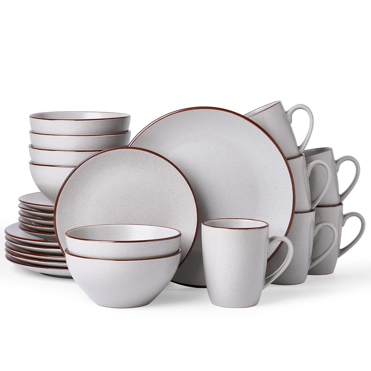 Famiware Venus Plates and Bowls Sets, 12pcs Stoneware Dinnerware Set for 4