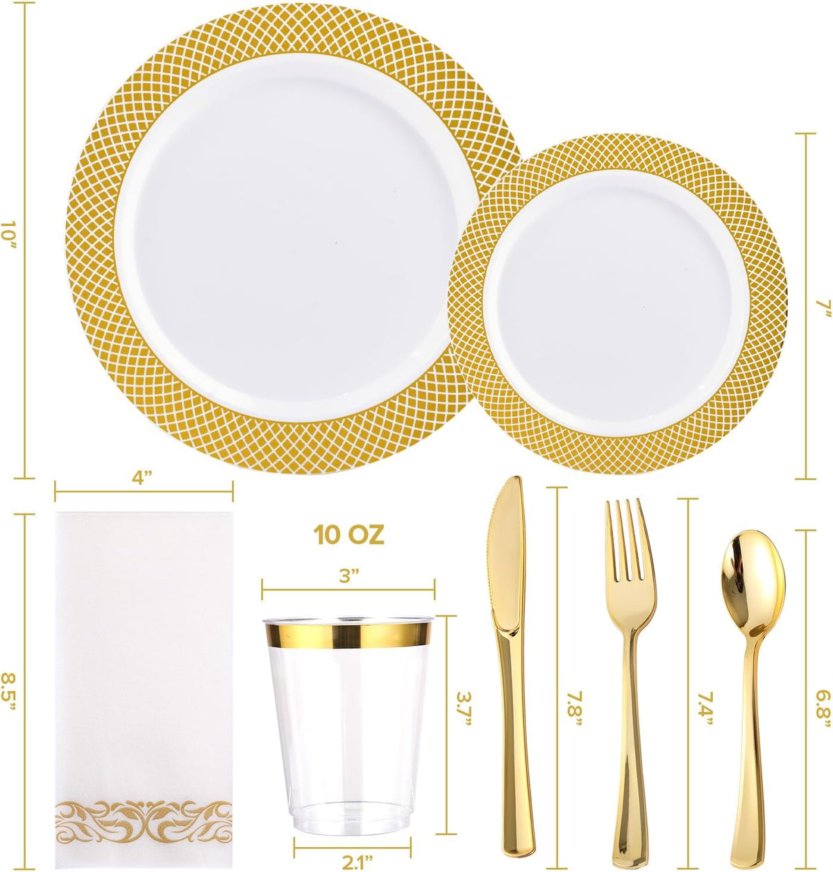 FOCUSLINE 175 Pieces Gold Dinnerware Set for 25 Guests