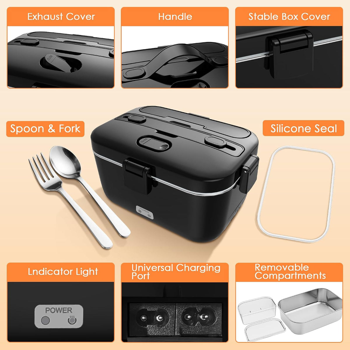 COZYEXPERT Electric-Lunch-Box-Heated-Food-Warmer 100W Heating Box for Adult
