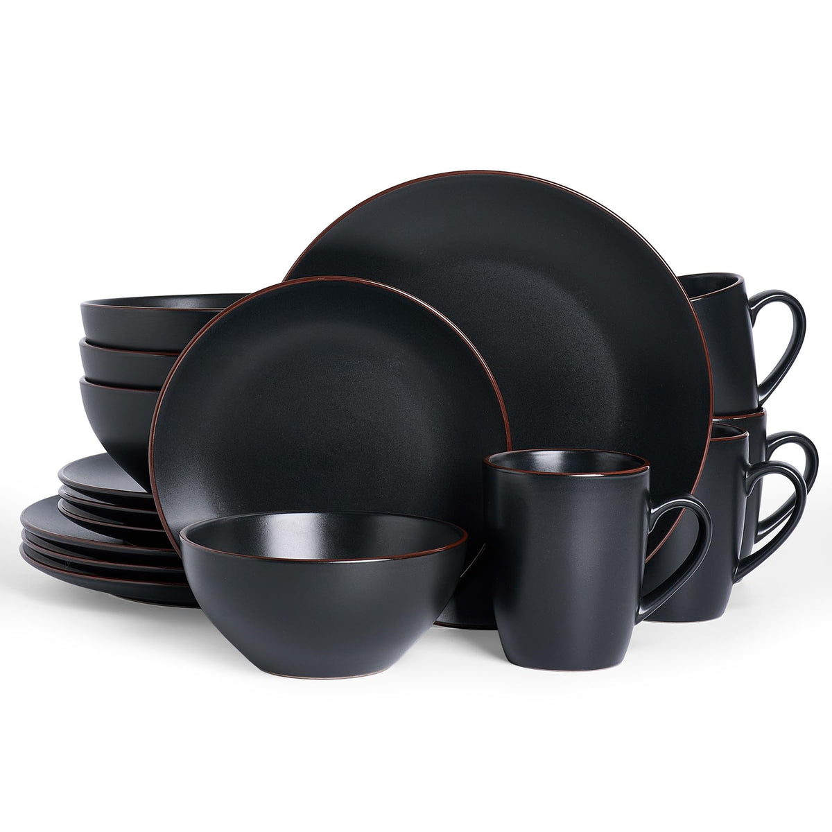 Famiware Venus Plates and Bowls Sets, 12pcs Stoneware Dinnerware Set for 4