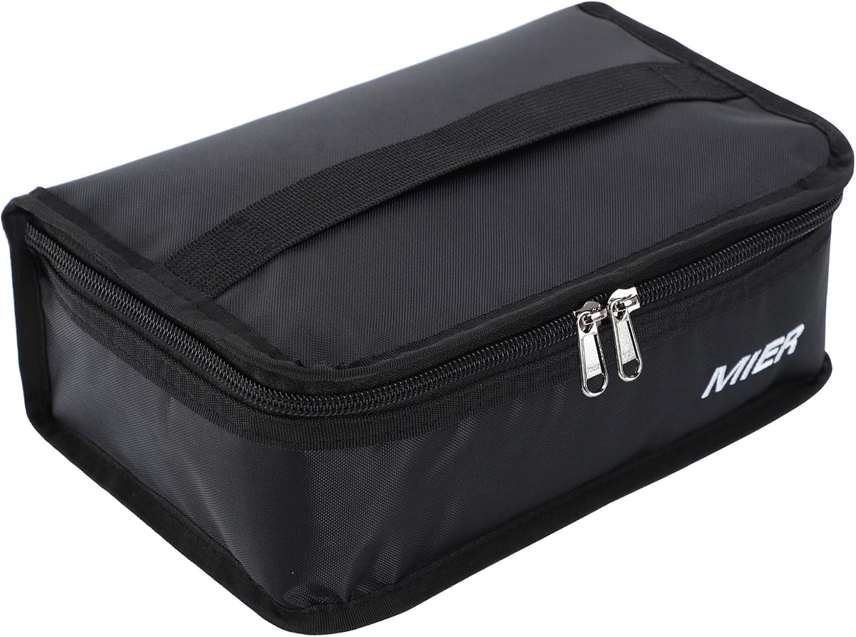 MIER Small Lunch Bag for Kids & Adults Compact Insulated Lunch Box, Black