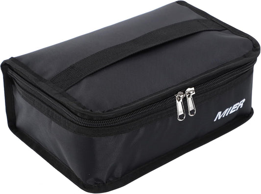 MIER Small Lunch Bag for Kids & Adults Compact Insulated Lunch Box, Black