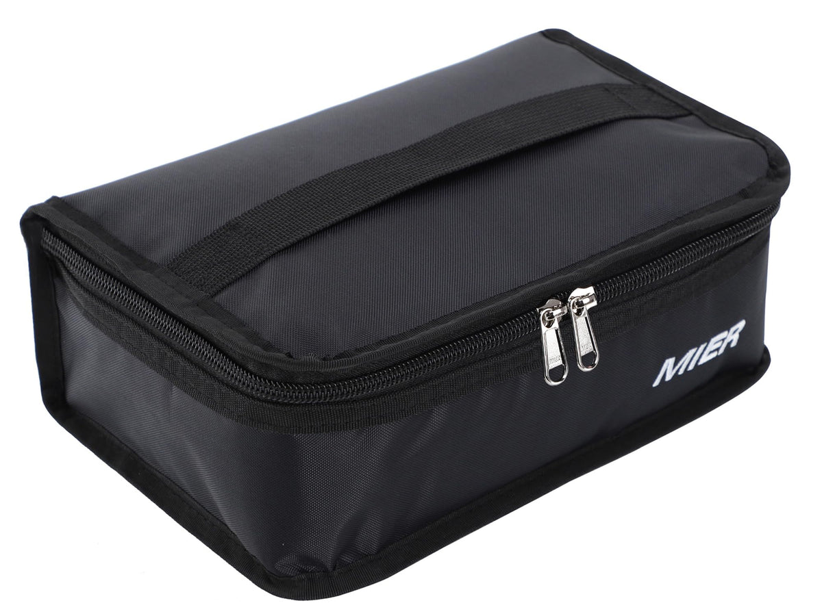 MIER Small Lunch Bag for Kids & Adults Compact Insulated Lunch Box, Black