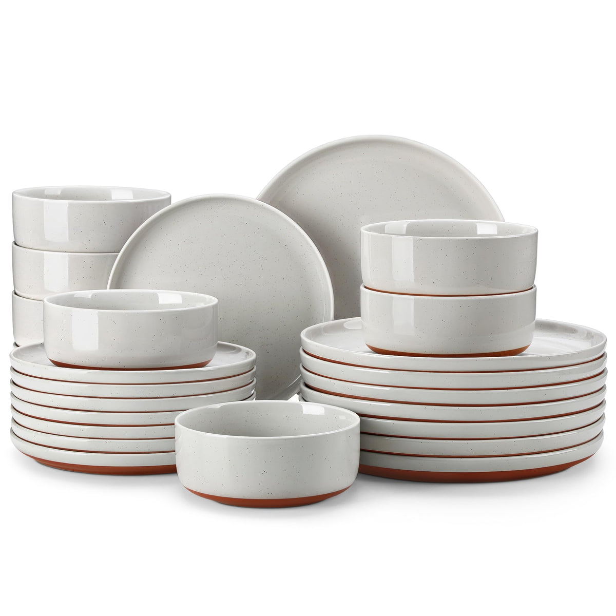MALACASA Plates and Bowls Sets, 18 Pieces Modern Ceramic Dinnerware Set for 6 Kitchen Dinner Set Stoneware Dishware Dishes Set Microwave and Dishwasher Safe, White, Series TARA