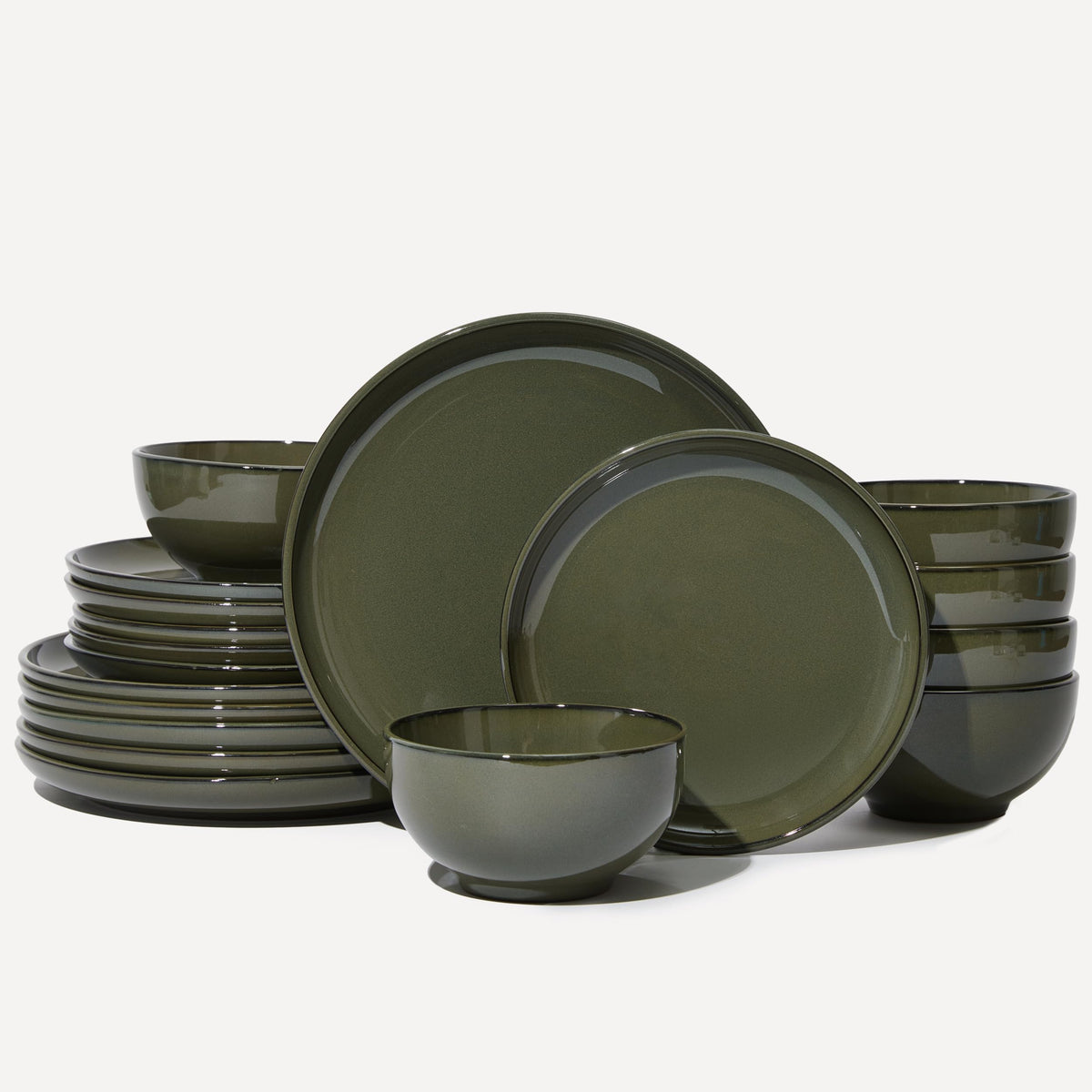Pokini Stoneware Dinnerware Sets for 8, 24pcs Plates and Bowls Sets Dishes
