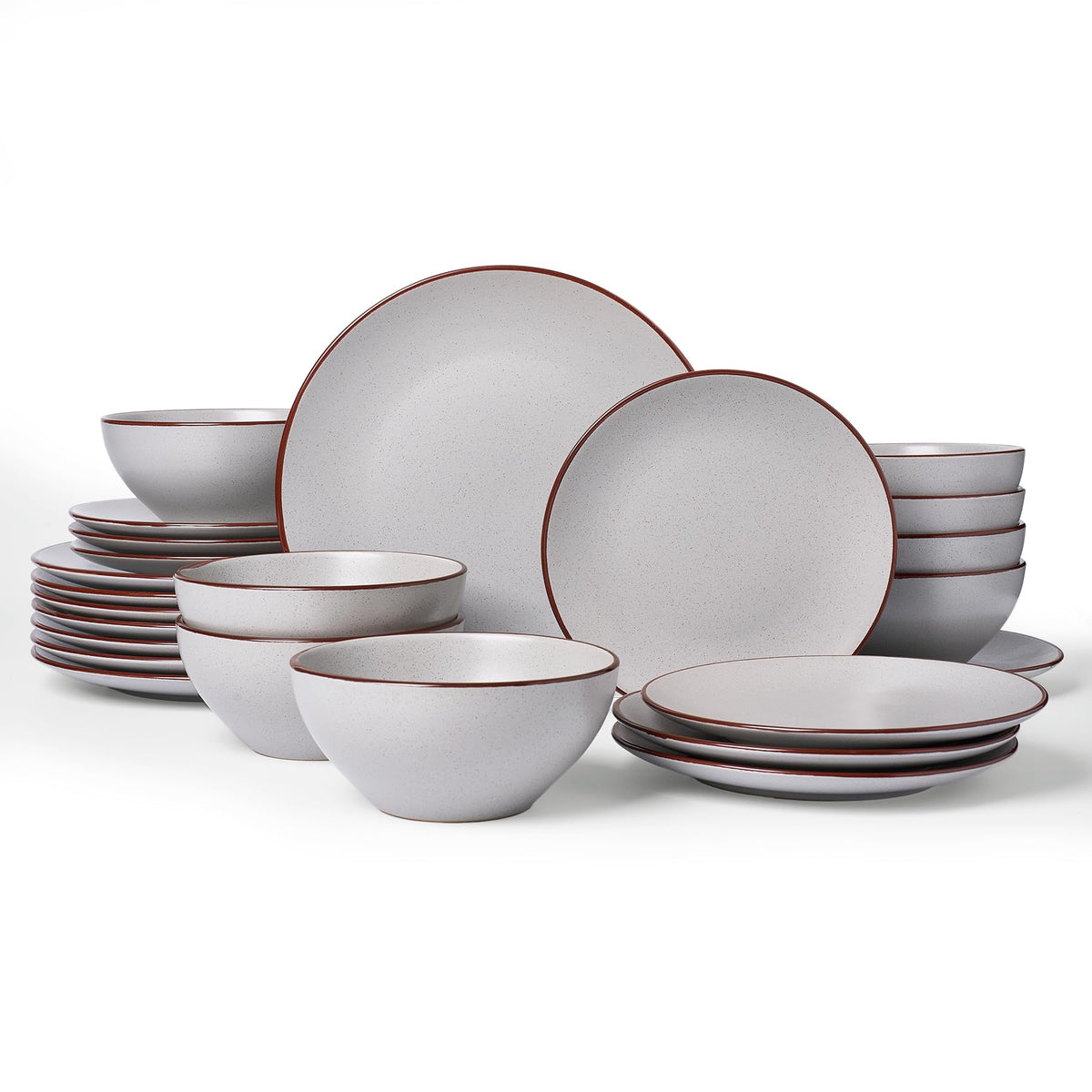 Famiware Venus Plates and Bowls Sets, 12pcs Stoneware Dinnerware Set for 4