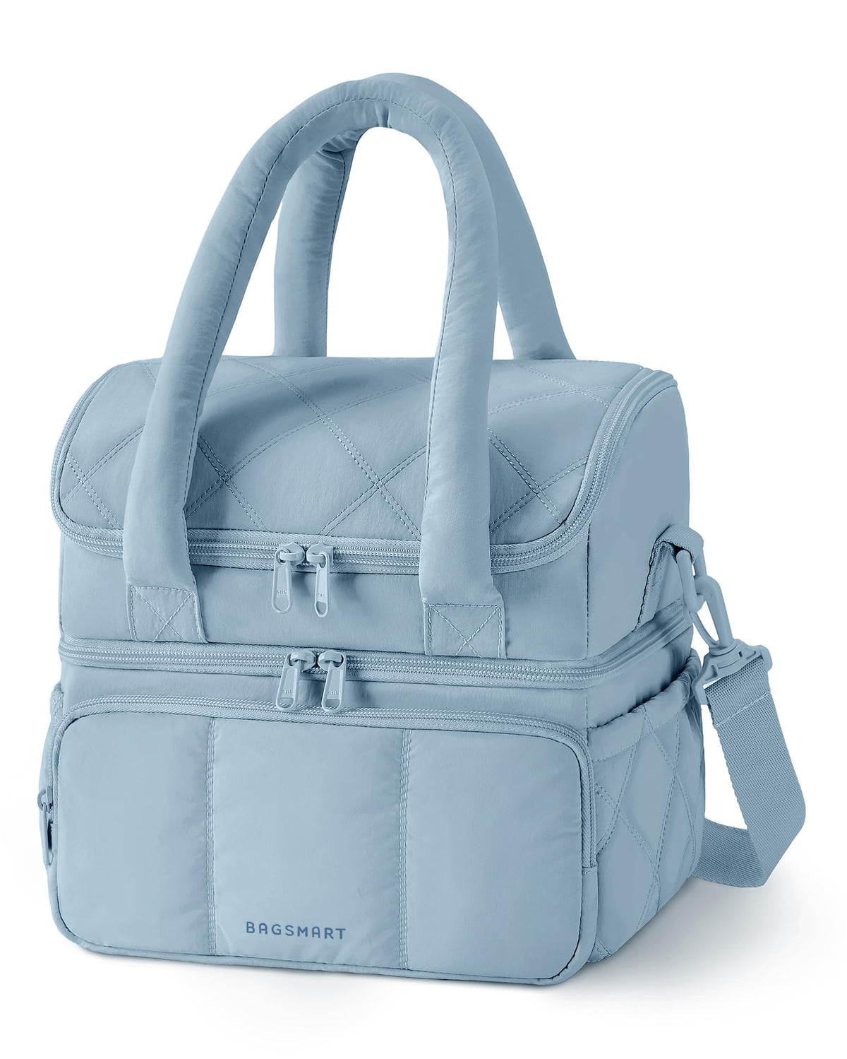 BAGSMART Lunch Bag Women, Double Deck Insulated Lunch Box, Camel