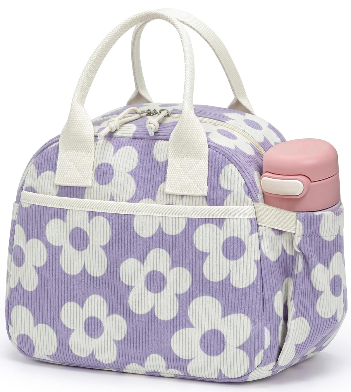 Carry bloom Lunch Box for Women, Insulated Lunch Bag Cute Corduroy Lunchbox