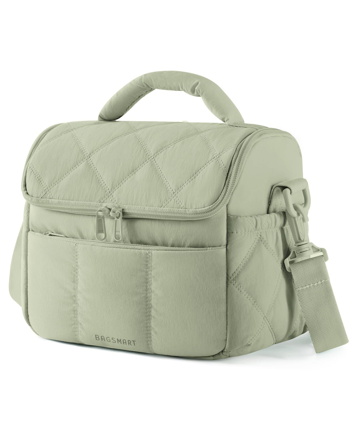 BAGSMART Lunch Bag Women, Double Deck Insulated Lunch Box, Camel