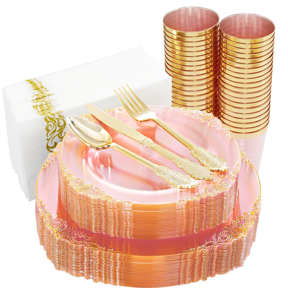 Hioasis 350 Pcs Clear Black Plates for Party