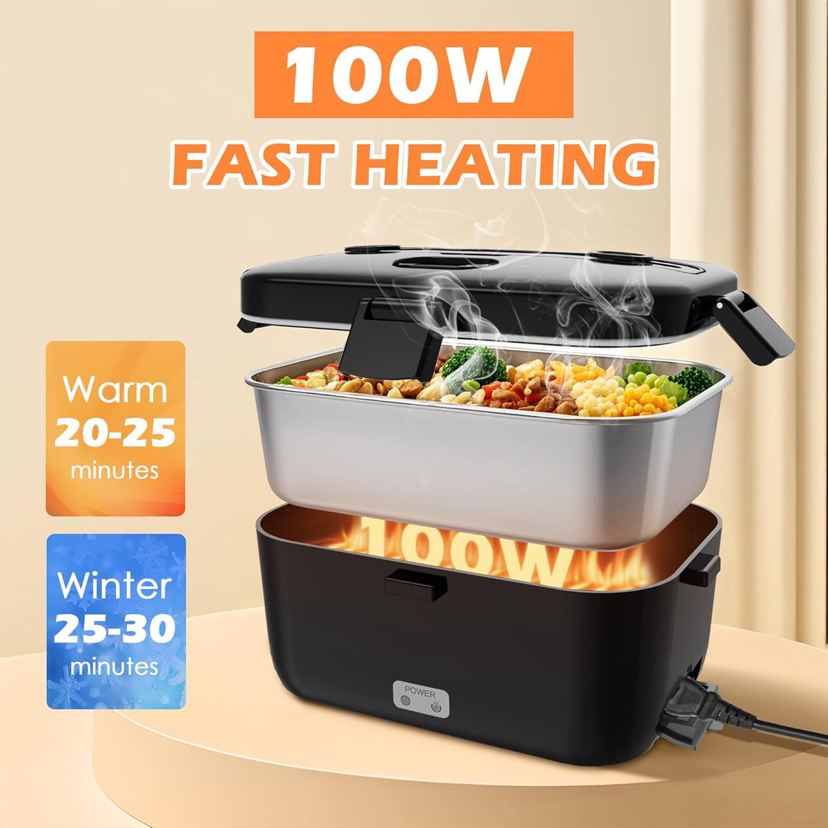 COZYEXPERT Electric-Lunch-Box-Heated-Food-Warmer 100W Heating Box for Adult