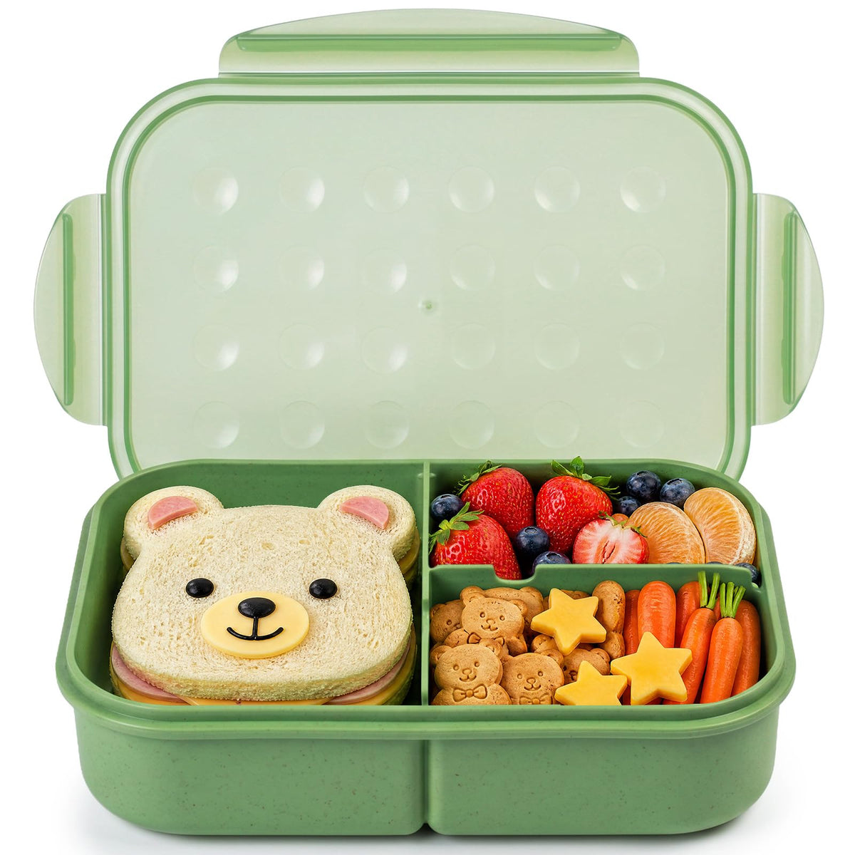MISS BIG® Large Bento Lunch Box for Adults, 1900ml, 3 Compartments, Blue