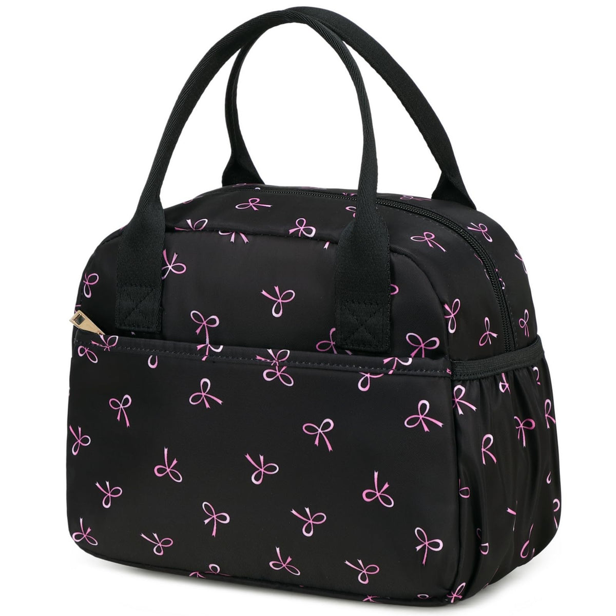 CAMTOP Lunch Box for Women Insulated Lunch Bag Lunchbox Cooler Thermal Leakproof Quilted Reusable Lunch Tote Bag for Work School Travel Picnic (Black)