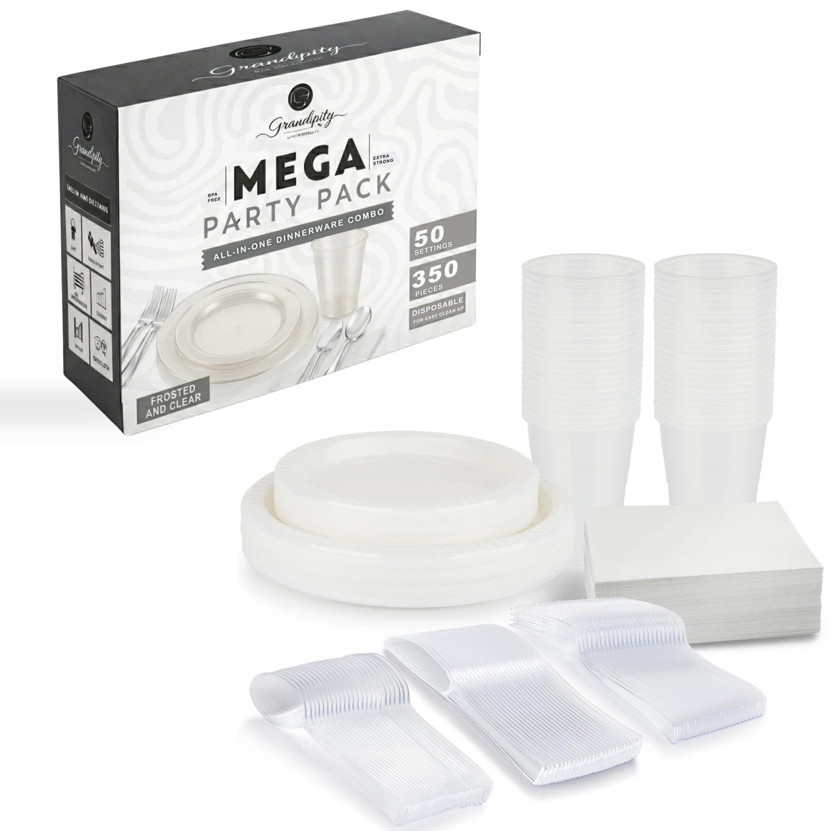 Grandipity Disposable Plastic Dinnerware Sets for Parties (720 pcs)