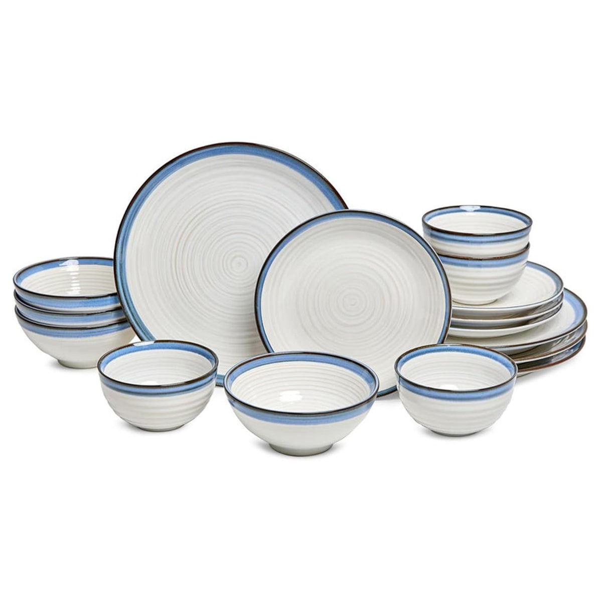 Sango Siterra Painter's Palette 16-Piece Stoneware Dinnerware Set - Service for 4, Ceramic Plates and Bowls Sets, Chip Resistant, Rustic Dishware, Microwave & Dishwasher Safe Kitchen Dishes