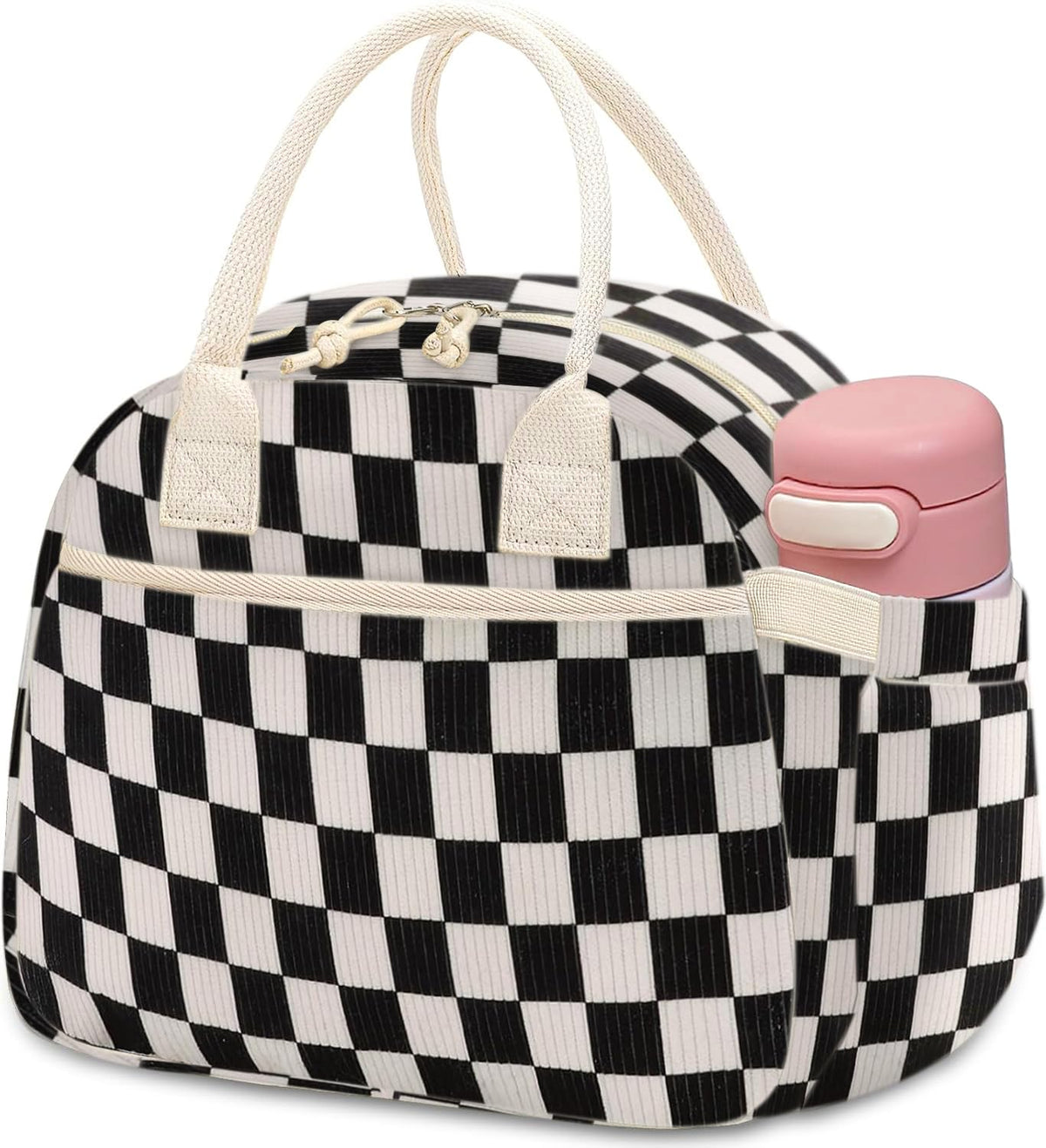 Carry bloom Lunch Box for Women, Insulated Lunch Bag Cute Corduroy Lunchbox