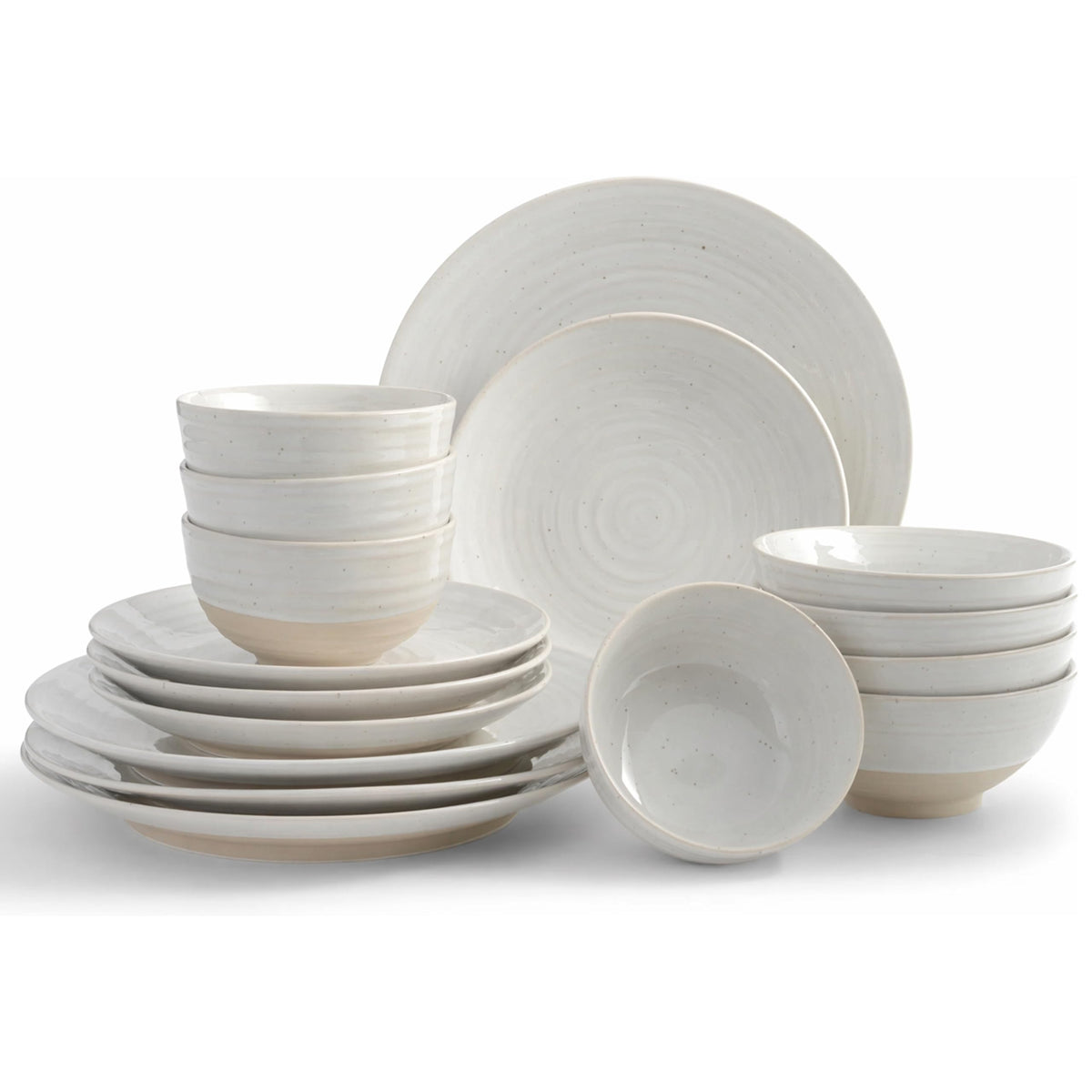 Sango Siterra Painter's Palette 16-Piece Stoneware Dinnerware Set - Service for 4, Ceramic Plates and Bowls Sets, Chip Resistant, Rustic Dishware, Microwave & Dishwasher Safe Kitchen Dishes