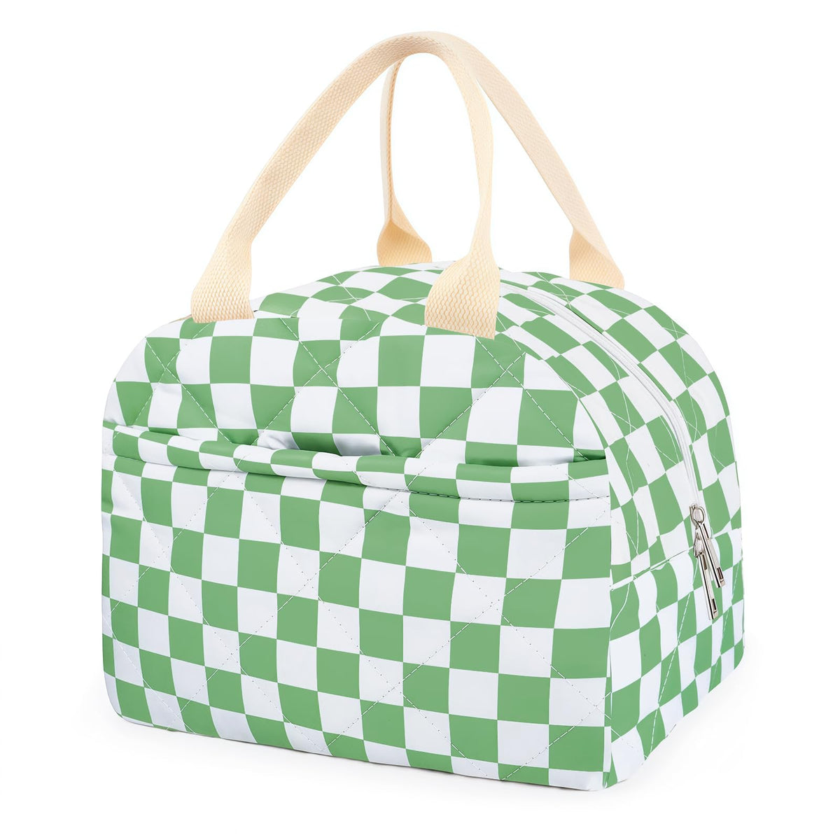 Cotton Quilted Insulated Lunch Bag, Reusable Quilted Floral Lunch Tote Bags
