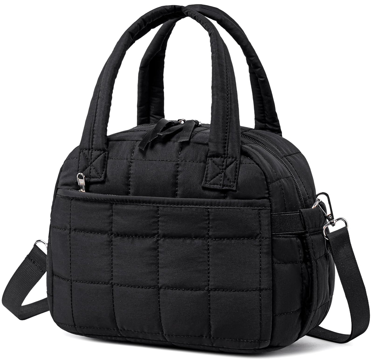 LEDAOU Lunch Box for Women, Quilted Insulated Lunch Bag, Puffy Lunch Tote with Adjustable Shoulder Strap for Work School Travel (Brown, Regular 9L)