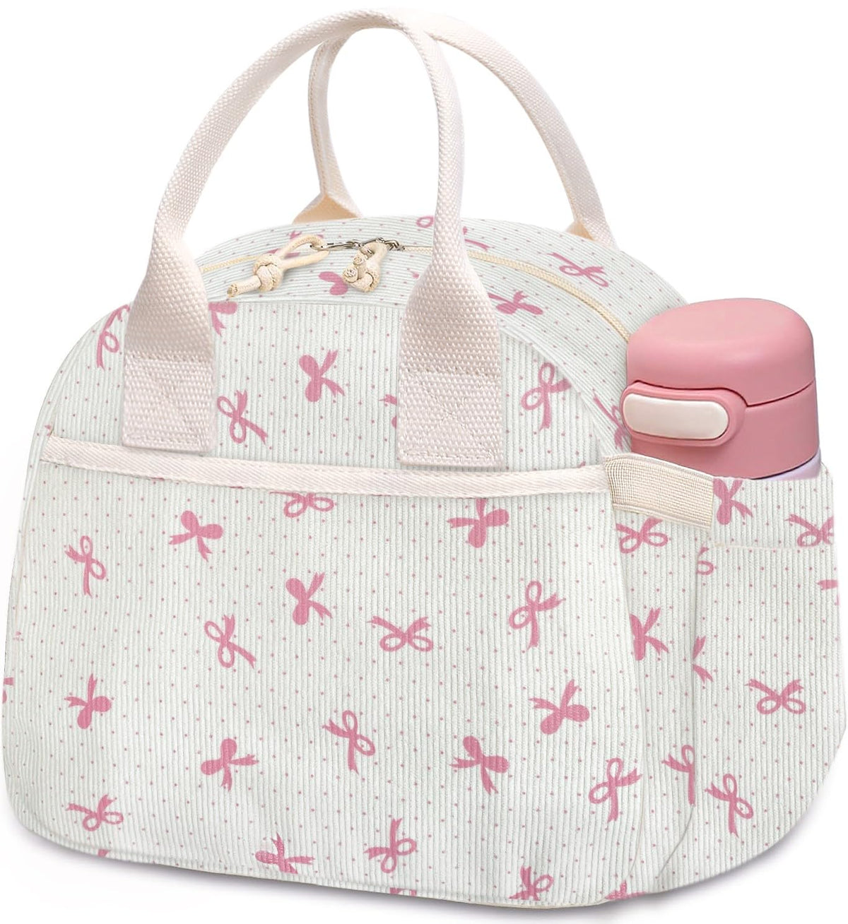 Carry bloom Lunch Box for Women, Insulated Lunch Bag Cute Corduroy Lunchbox