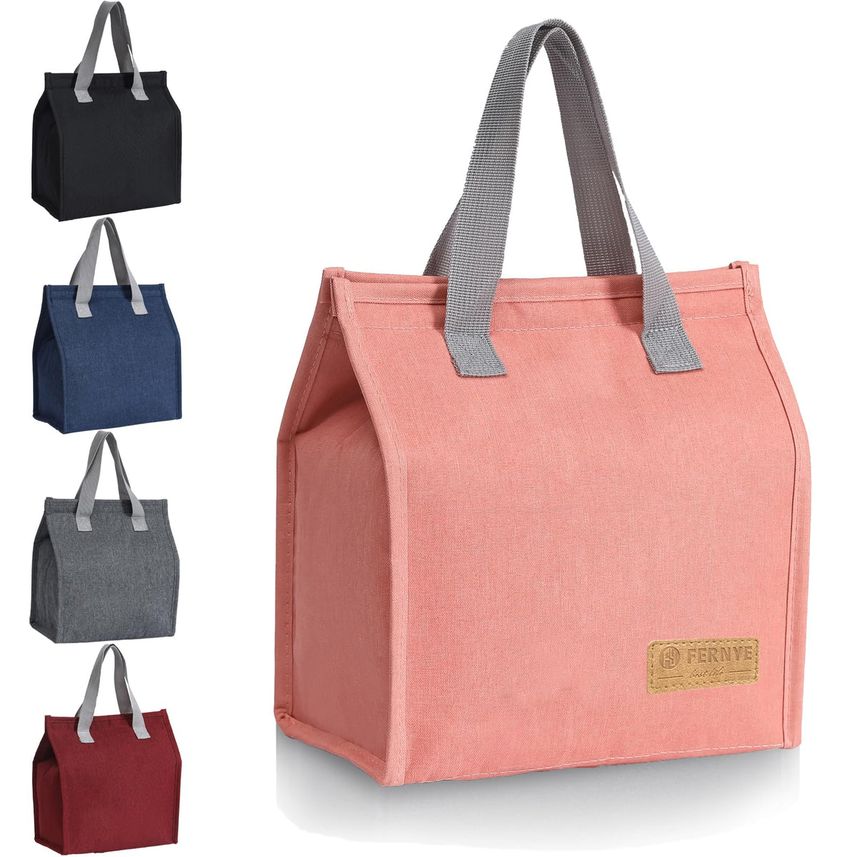 Lunch Bag for Women/Men,Waterproof Reusable Portable Lunch Tote,Lunch Box Bag.Thermal Cooler Bag Ideal for Work/Party/l/Travel/Picnic (Light Black)
