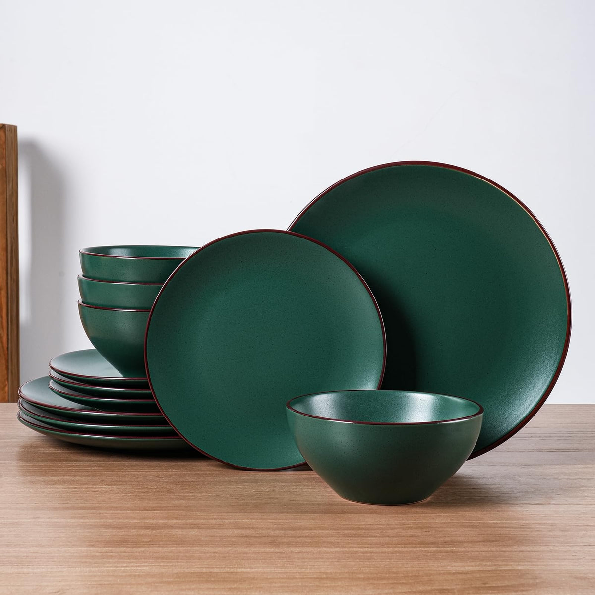 Famiware Venus Plates and Bowls Sets, 12pcs Stoneware Dinnerware Set for 4