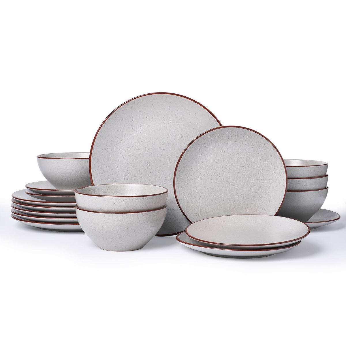 Famiware Venus Plates and Bowls Sets, 12pcs Stoneware Dinnerware Set for 4