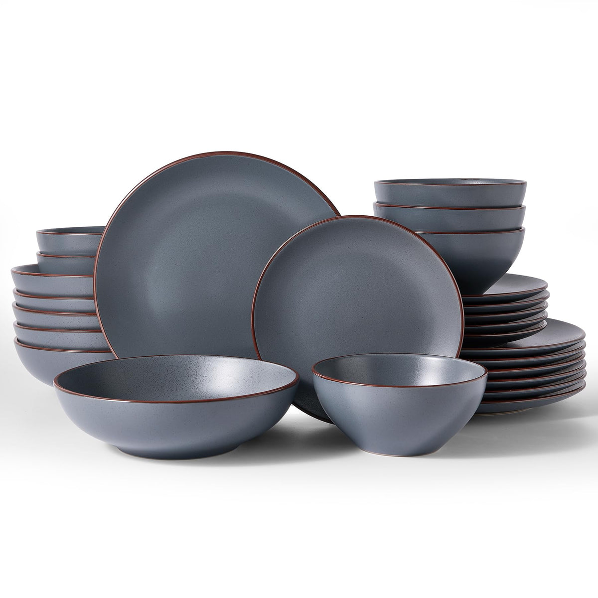 Famiware Venus Plates and Bowls Sets, 12pcs Stoneware Dinnerware Set for 4