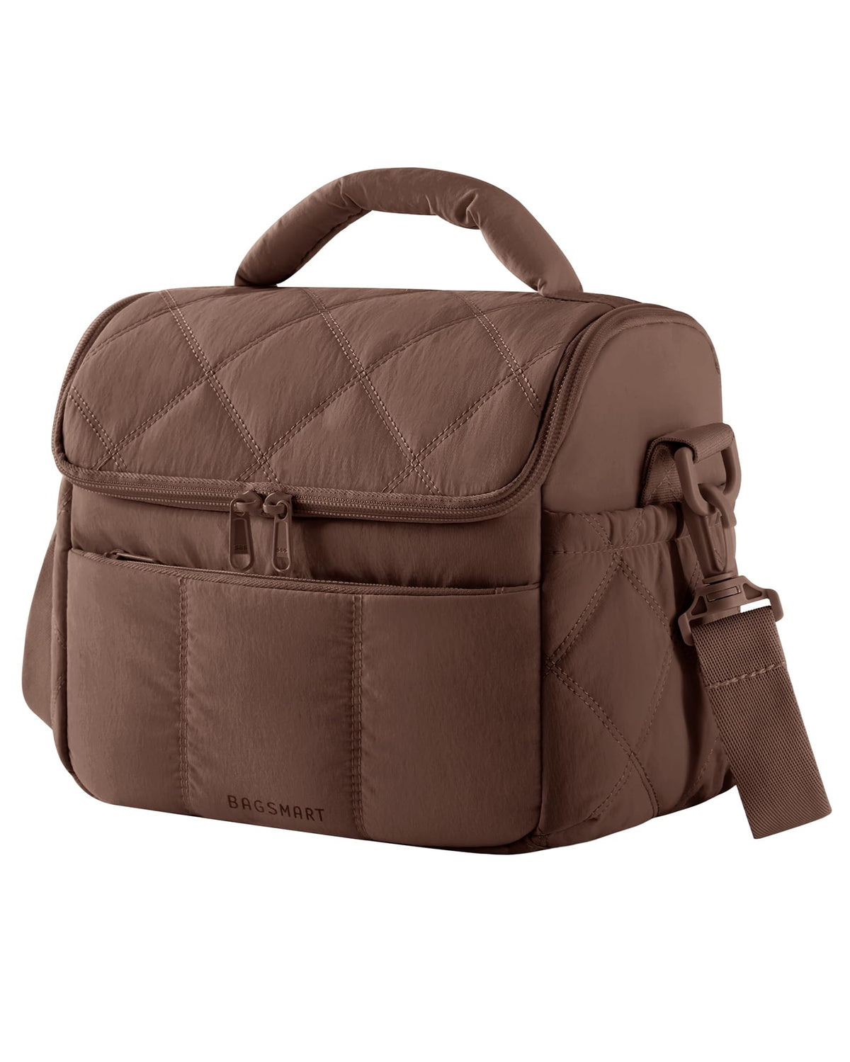 BAGSMART Lunch Bag Women, Double Deck Insulated Lunch Box, Camel