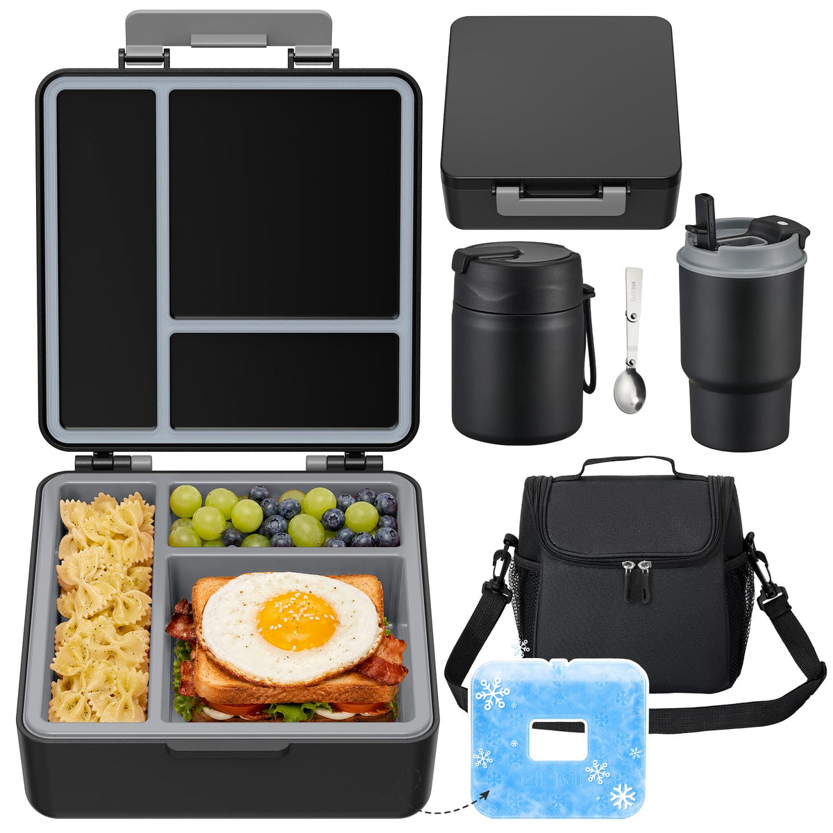 Pawtong Lunch Box Set with Bento Box Container, 17OZ Stainless Steel Food Soup Thermo, Kids Water Bottle & Portable Insulated Lunch Bag – Leakproof, Hot/Cold Retention for School, Travel (Purple)