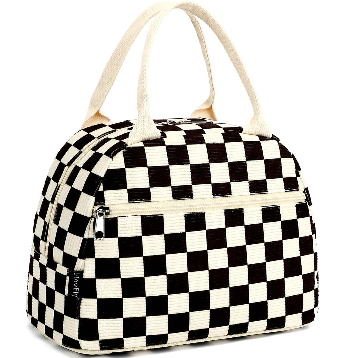 FlowFly Insulated Lunch Cooler Bag - Tote Bag Organizer for Women/Men, Black