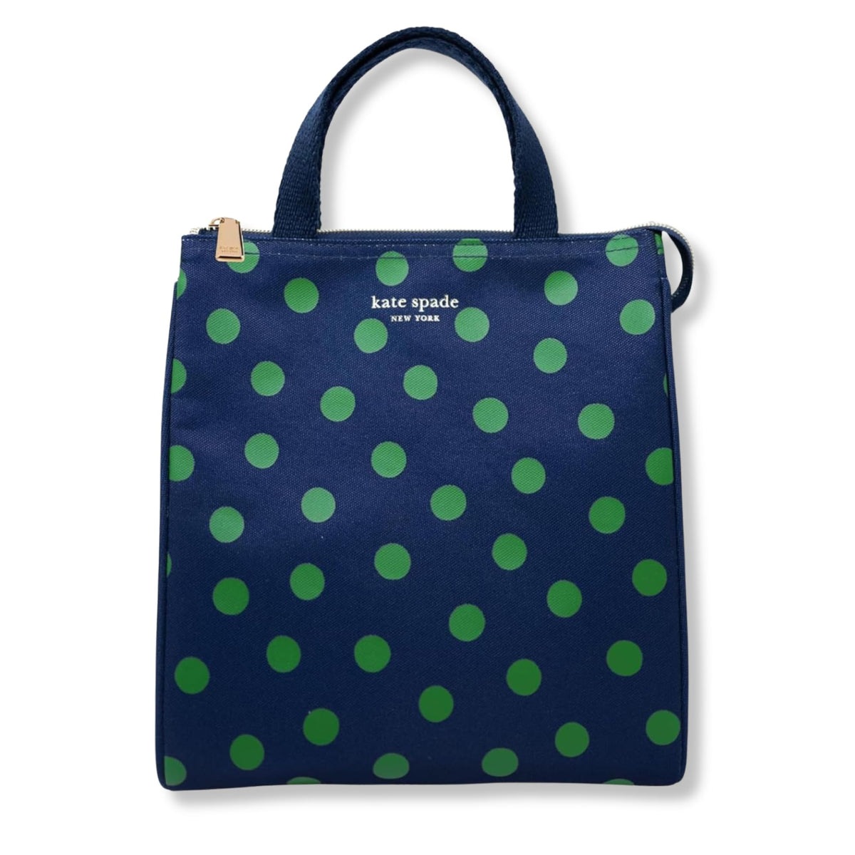 Kate Spade New York, Portable Soft Cooler Lunch Bag with Silver Insulated Interior Lining and Storage Pocket, Joy Dot