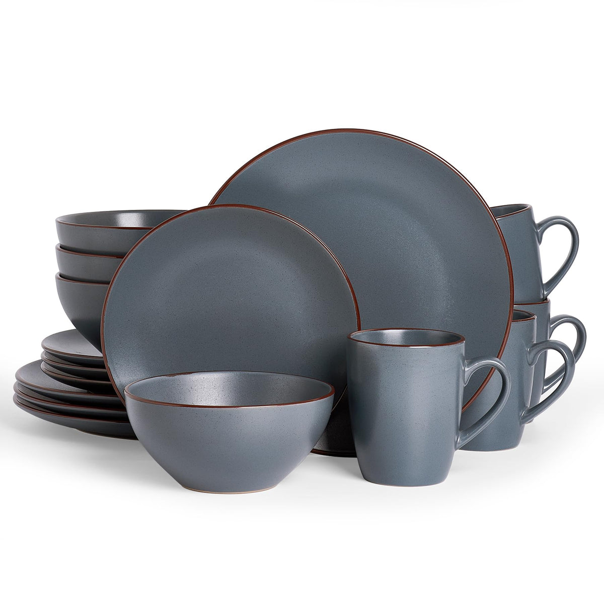 Famiware Venus Plates and Bowls Sets, 12pcs Stoneware Dinnerware Set for 4