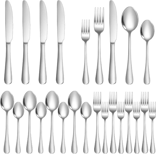20-Piece Silverware Set for 4, Food Grade Stainless Steel Flatware Set, Mirror Polished Cutlery Utensil Set with Forks, Knives and Spoons, Dishwasher Safe for Home, Restaurant, Wedding and Party Use