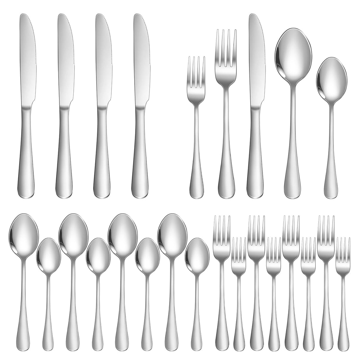 20-Piece Silverware Set for 4, Food Grade Stainless Steel Flatware Set, Mirror Polished Cutlery Utensil Set with Forks, Knives and Spoons, Dishwasher Safe for Home, Restaurant, Wedding and Party Use