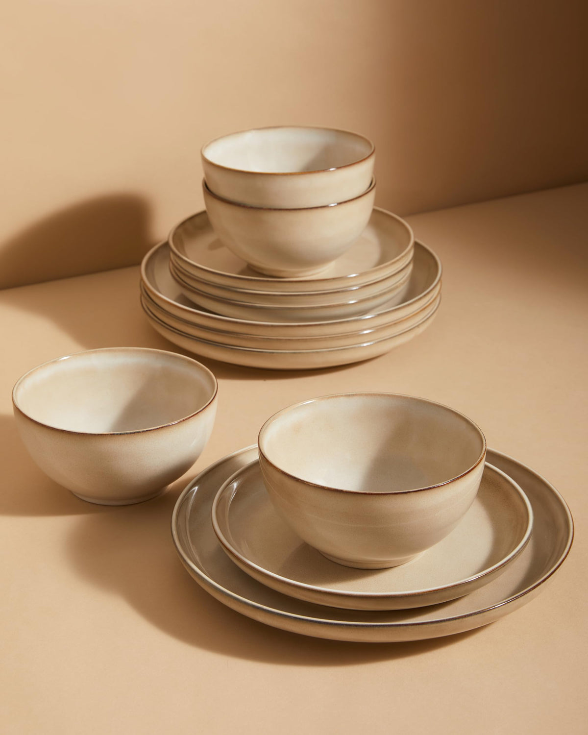 Pokini Stoneware Dinnerware Sets for 8, 24pcs Plates and Bowls Sets Dishes