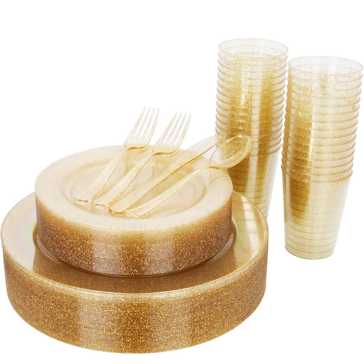 WELLIFE 600 PCS Silver Disposable Dinnerware Set for 100 Guests