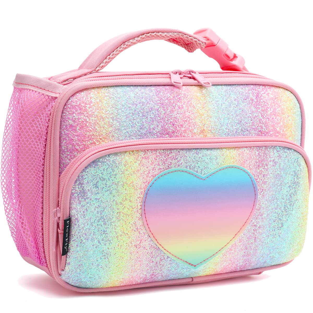 FlowFly Kids Lunch box Insulated Soft Bag Mini Cooler Back to School Thermal Meal Tote Kit for Girls, Boys,Cyan