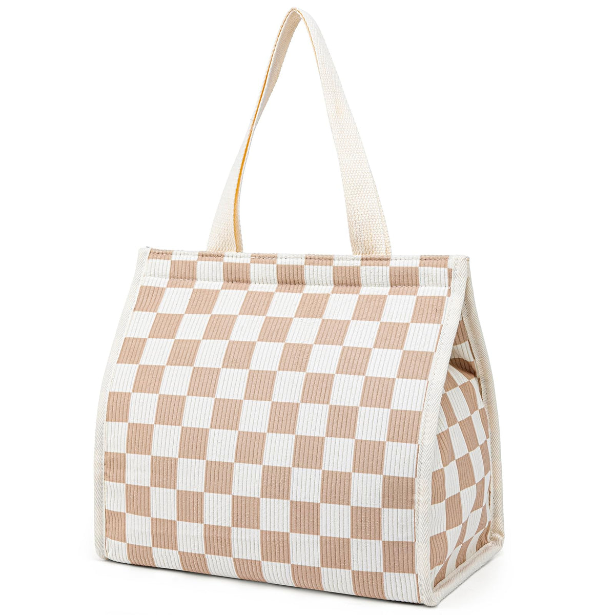 Insulated Lunch Bag for Work, 10.2"x5.9"x10.2" Oxford Waterproof Lunch Tote, Thermal Lunch Box for Office, Picnic & Outdoor, Pink and White Striped Canvas Tote Bag