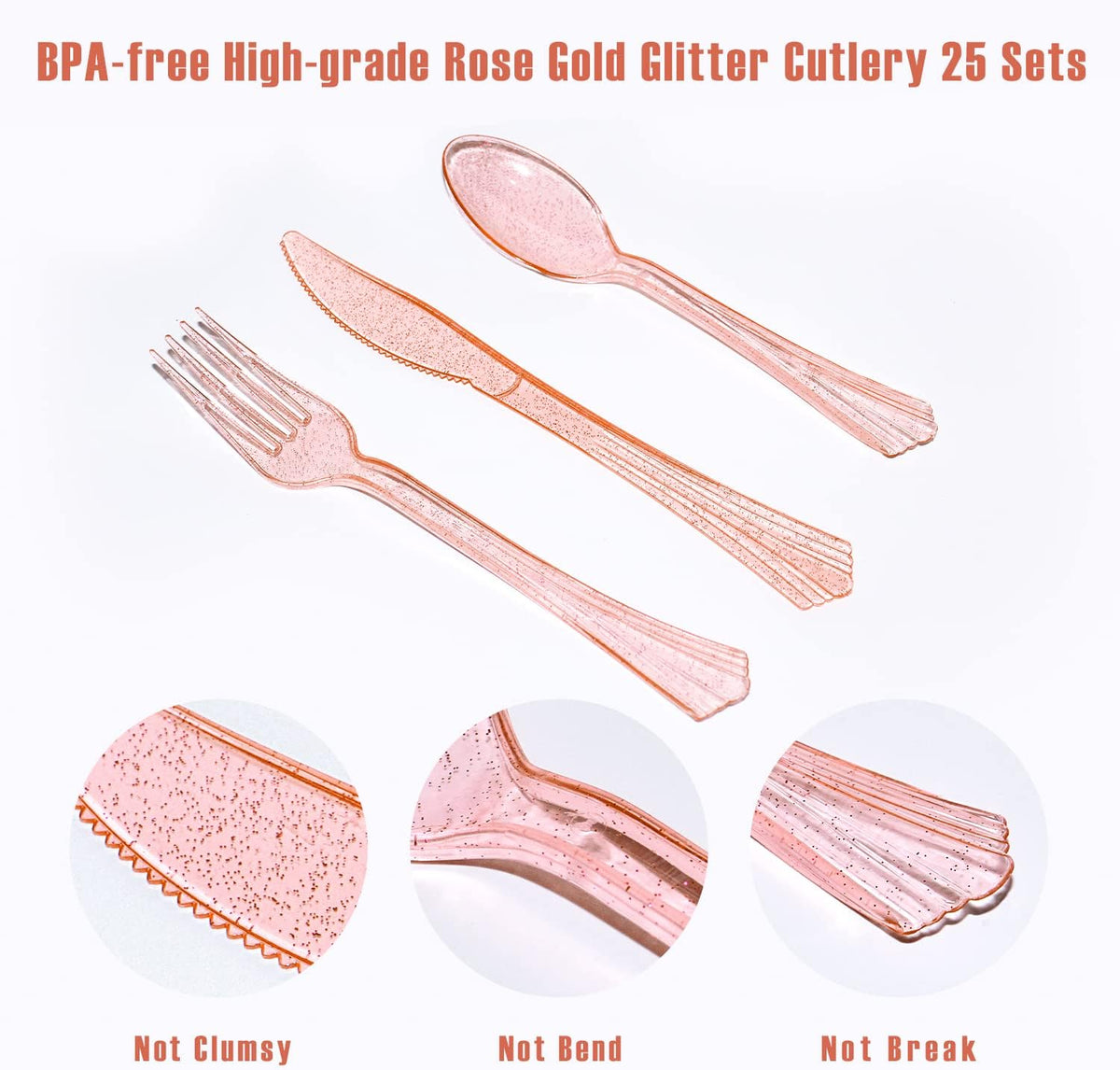 AIRE Pink Gold Paper Plates, 175PCS Disposable Dinnerware Set for 25 Guests