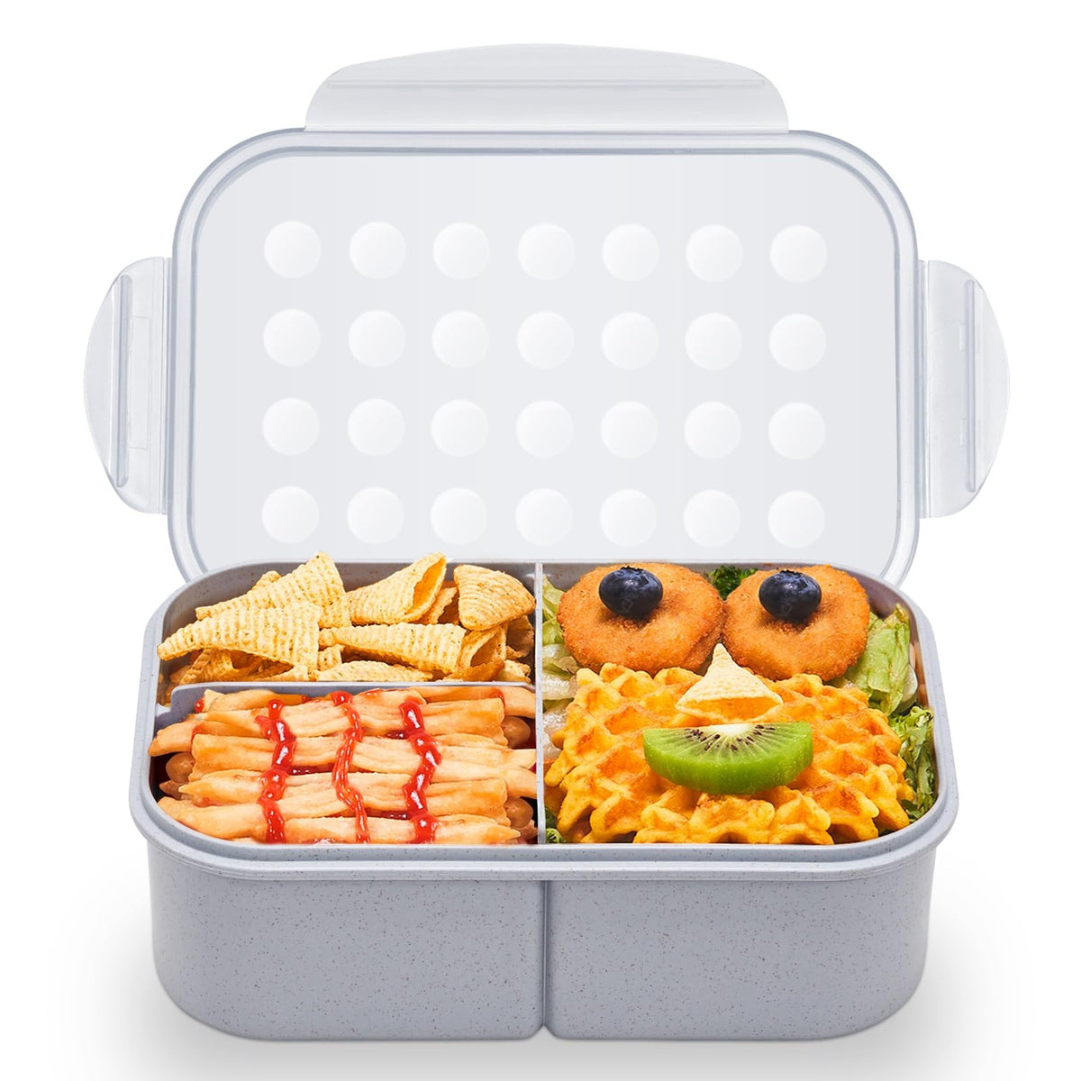 MISS BIG® Large Bento Lunch Box for Adults, 1900ml, 3 Compartments, Blue