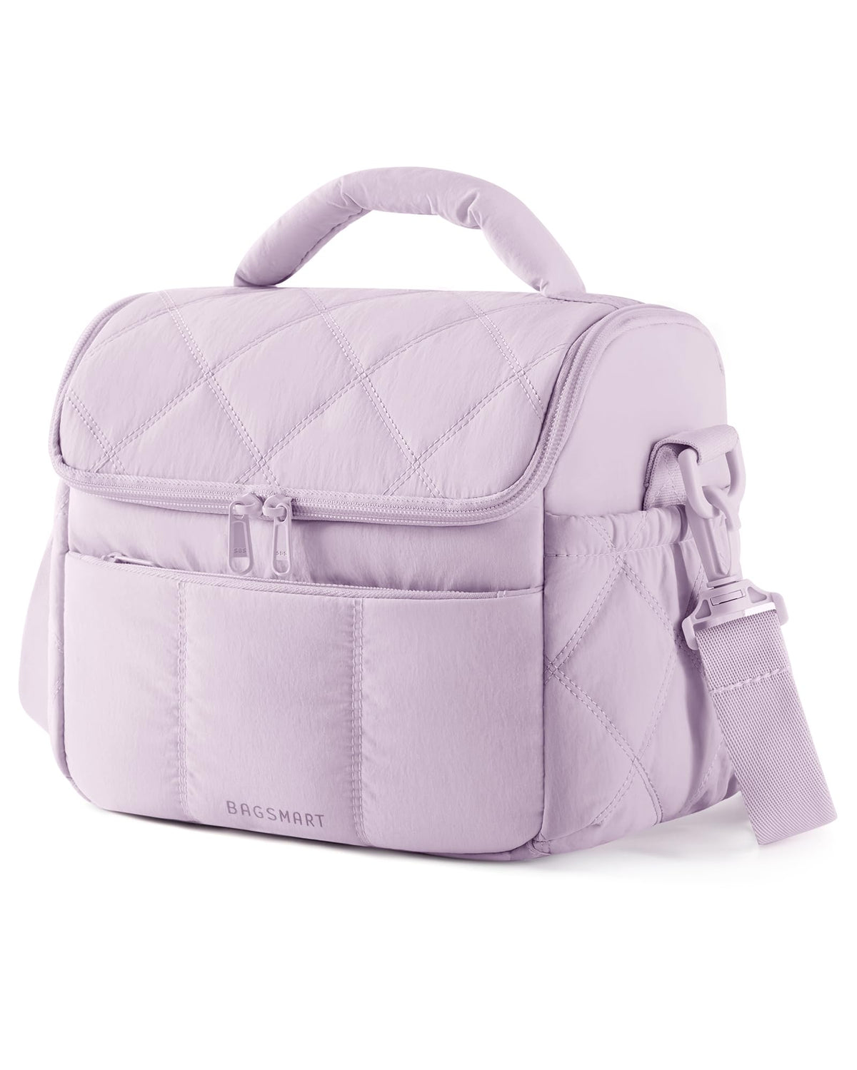 BAGSMART Lunch Bag Women, Double Deck Insulated Lunch Box, Camel