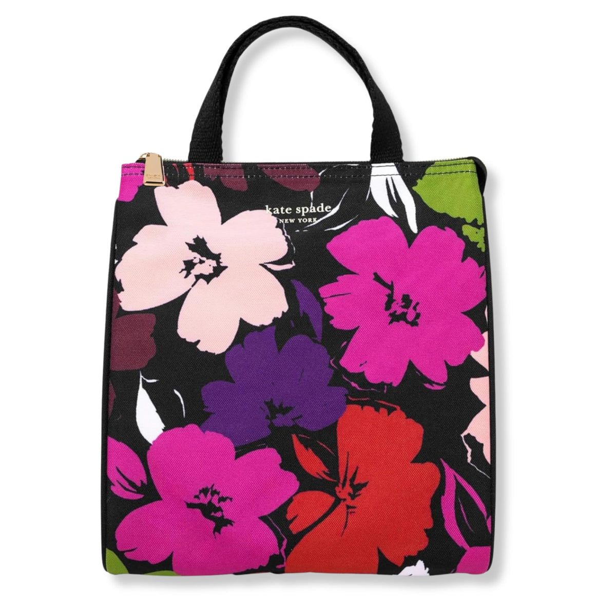 Kate Spade New York, Portable Soft Cooler Lunch Bag with Silver Insulated Interior Lining and Storage Pocket, Joy Dot